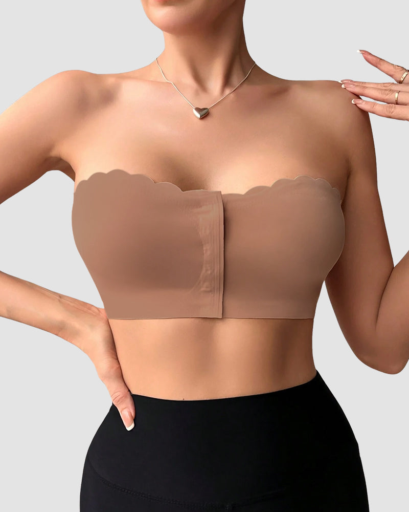 Comfortable Breathable Scallop Trim Hook & Eye Front Bralette