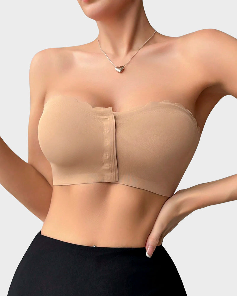 Comfortable Breathable Scallop Trim Hook & Eye Front Bralette