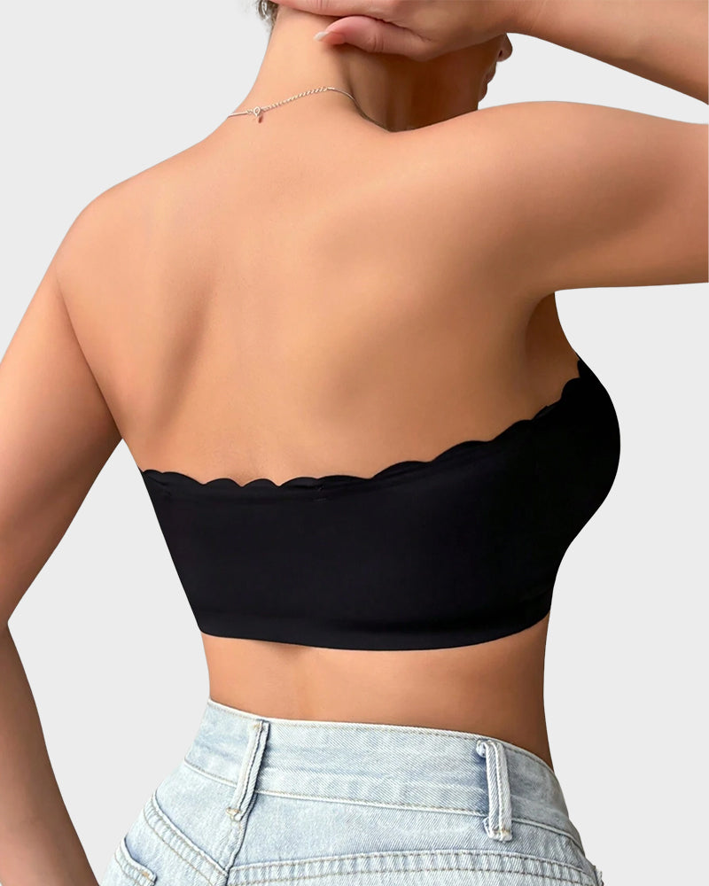 Comfortable Breathable Scallop Trim Hook & Eye Front Bralette