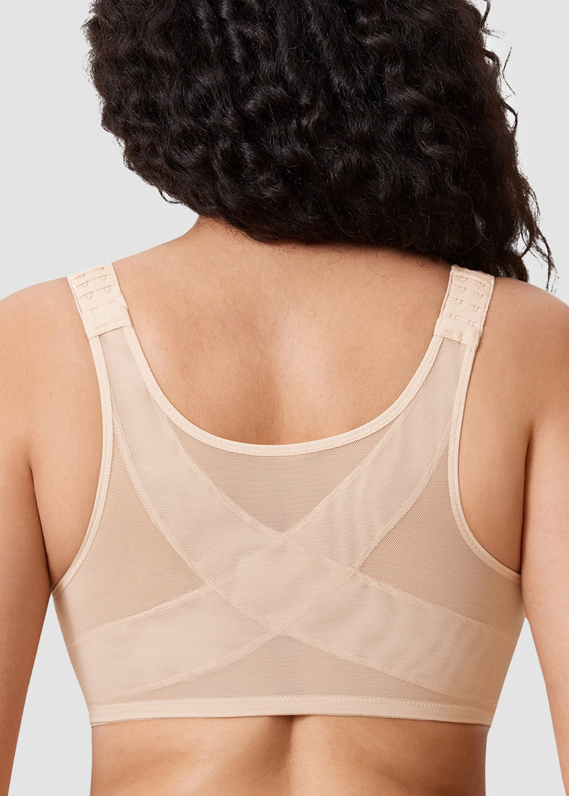 Front Closure Underwire Unlined Back Support Plunge Bra