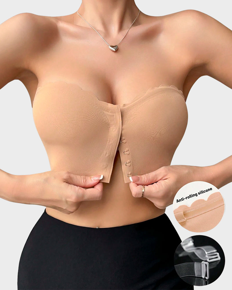 Comfortable Breathable Scallop Trim Hook & Eye Front Bralette