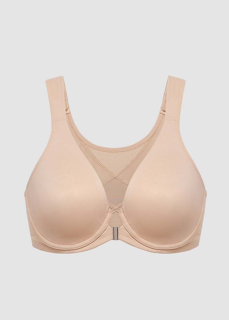 Front Closure Underwire Unlined Back Support Plunge Bra