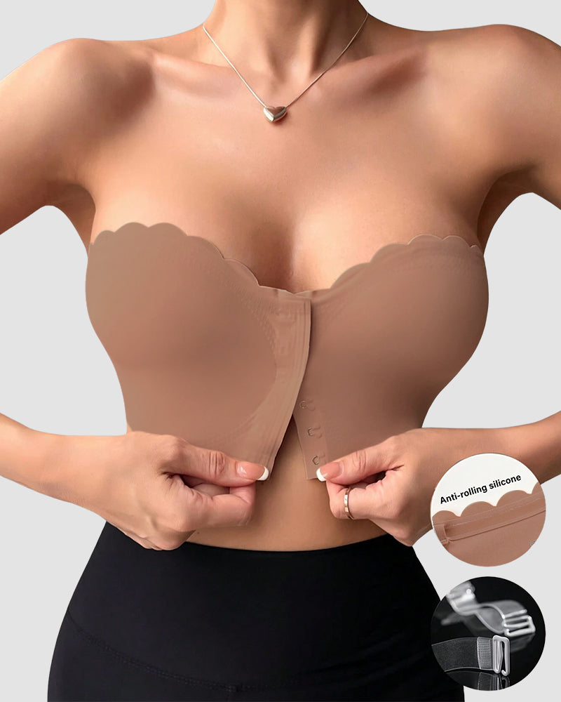 Comfortable Breathable Scallop Trim Hook & Eye Front Bralette