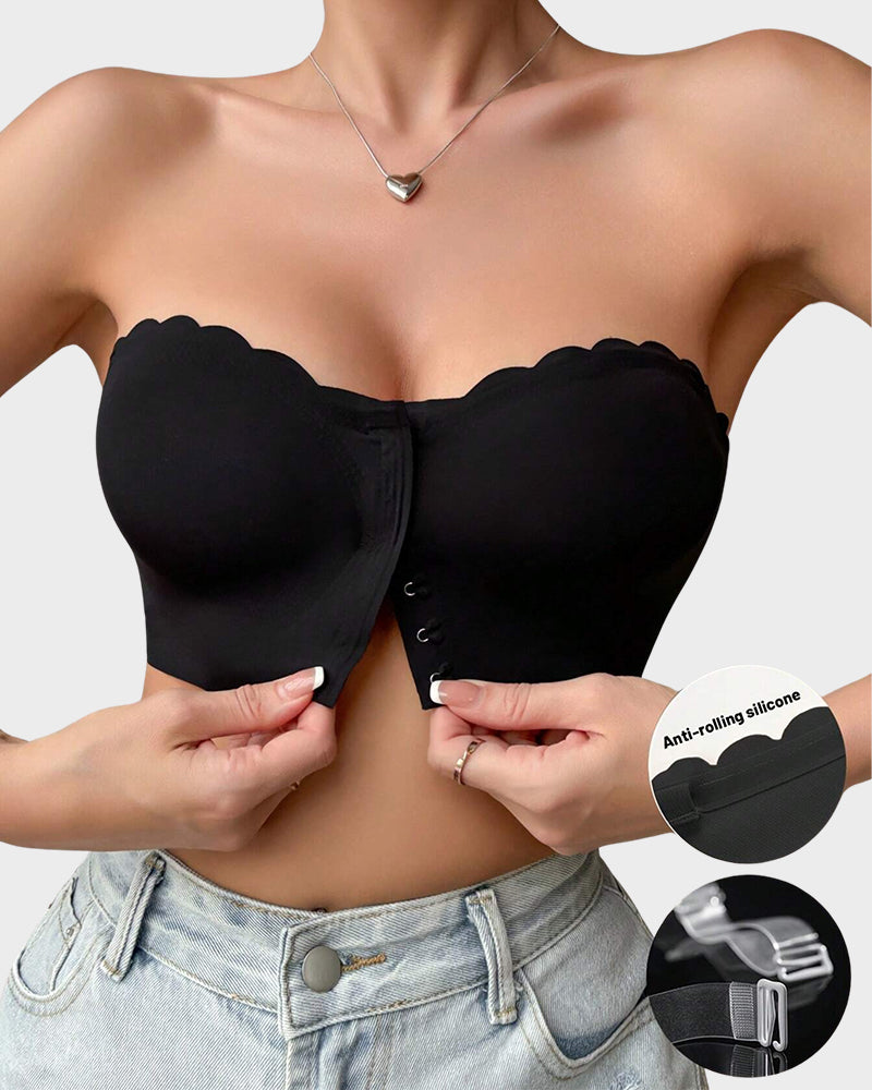 Comfortable Breathable Scallop Trim Hook & Eye Front Bralette