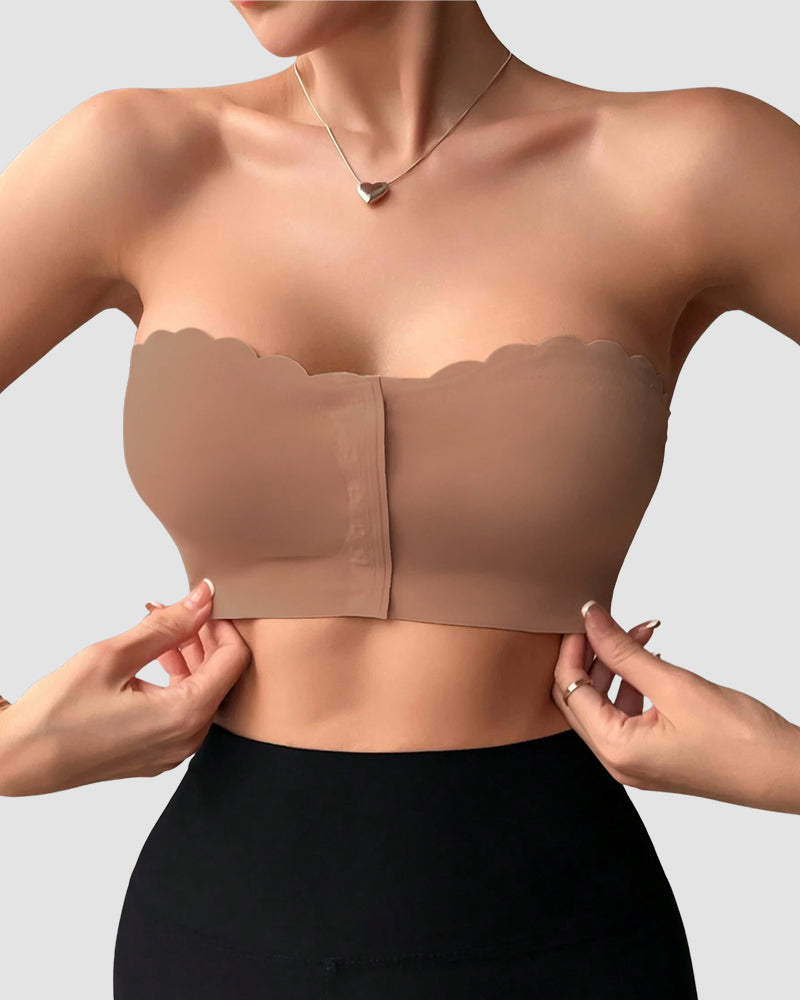 Comfortable Breathable Scallop Trim Hook & Eye Front Bralette
