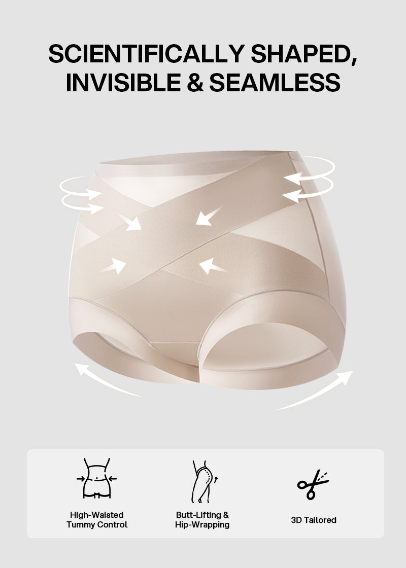 High-Waist Cross Compression Shaping Panties （6 Pack）