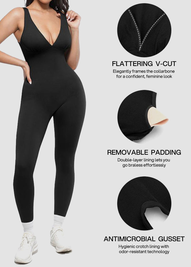 Deep V Tummy Control Sculpting Jumpsuit