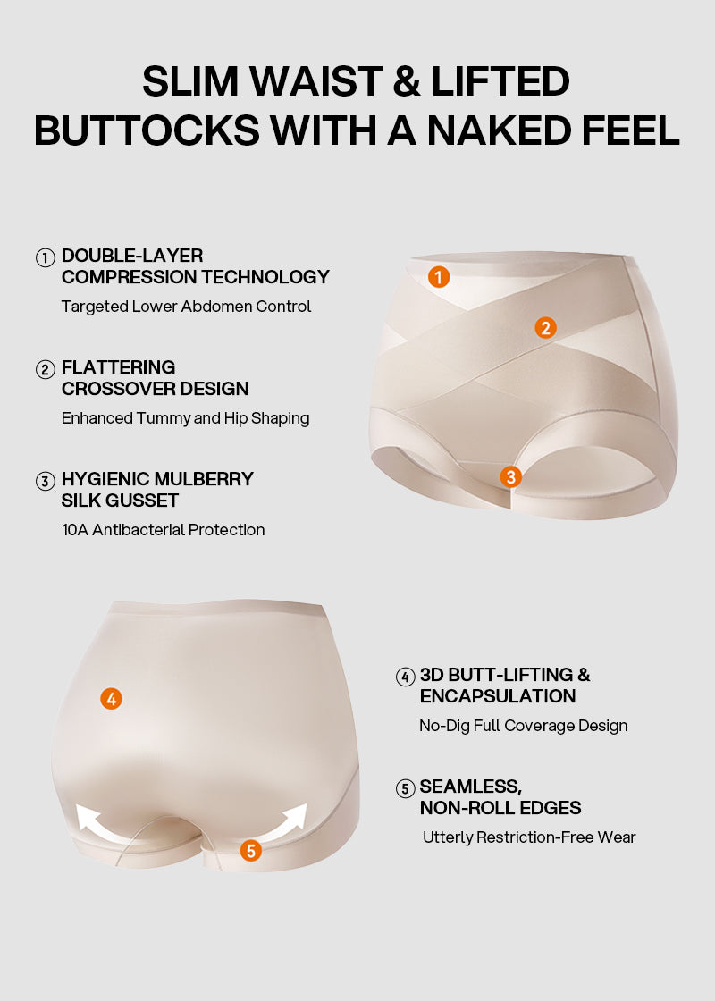 High-Waist Cross Compression Shaping Panties （6 Pack）