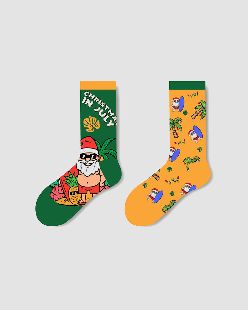 Festive Mismatched Christmas Crew Socks - 4 Pairs