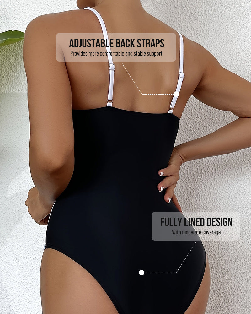 Color Block Knot One-Piece Swimsuit