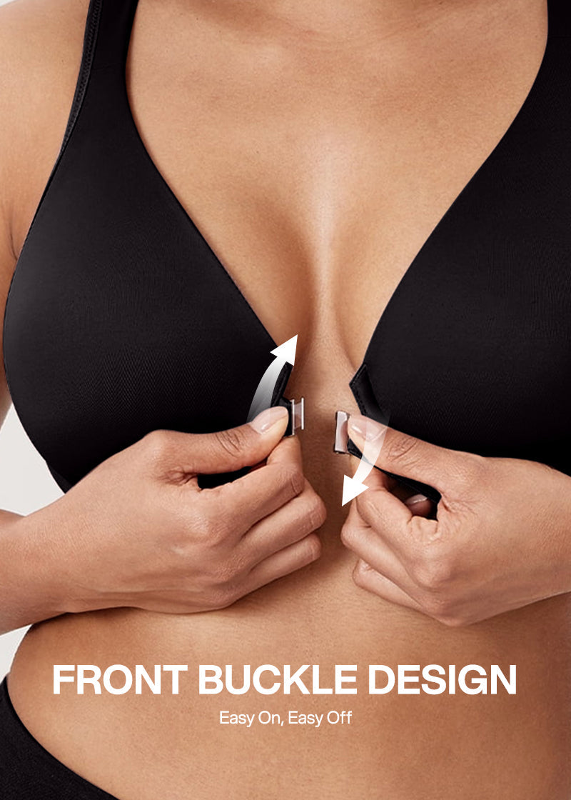 Front Closure Underwire Unlined Back Support Plunge Bra