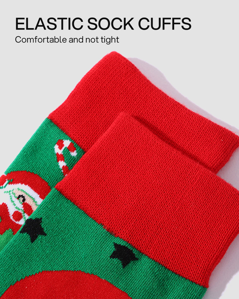 Festive Mismatched Christmas Crew Socks - 4 Pairs