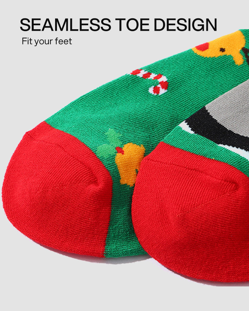 Festive Mismatched Christmas Crew Socks - 4 Pairs