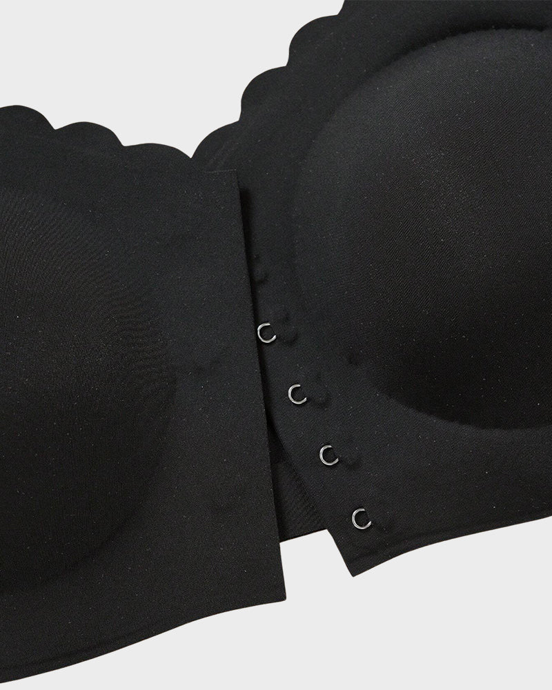 Comfortable Breathable Scallop Trim Hook & Eye Front Bralette