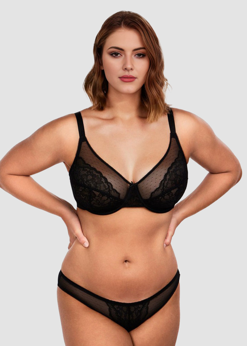 BOGO🔥Unlined Mesh Full Coverage Lace Minimizer Bra