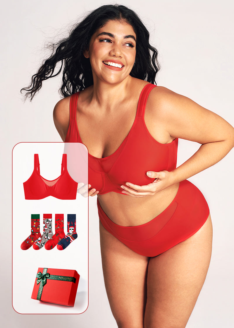 (Xmas Gift Box) Mesh Minimizer Bra