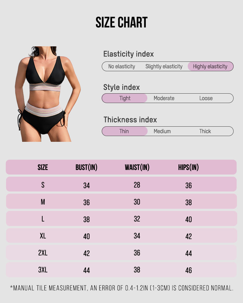 High Waisted Tummy Control Color Block Bikini Sets