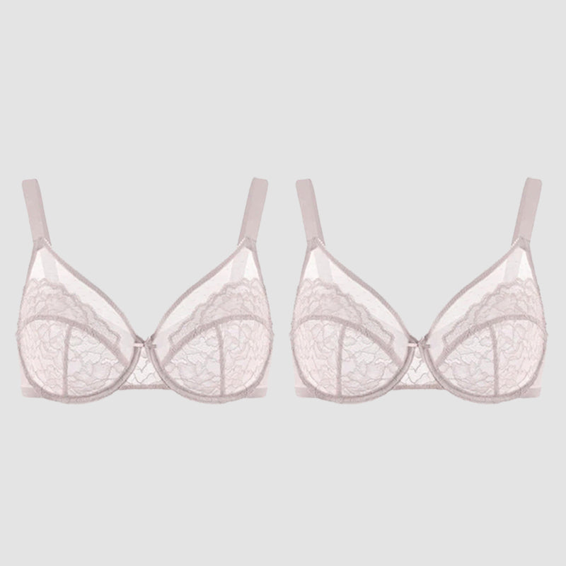 BOGO🔥Unlined Mesh Full Coverage Lace Minimizer Bra