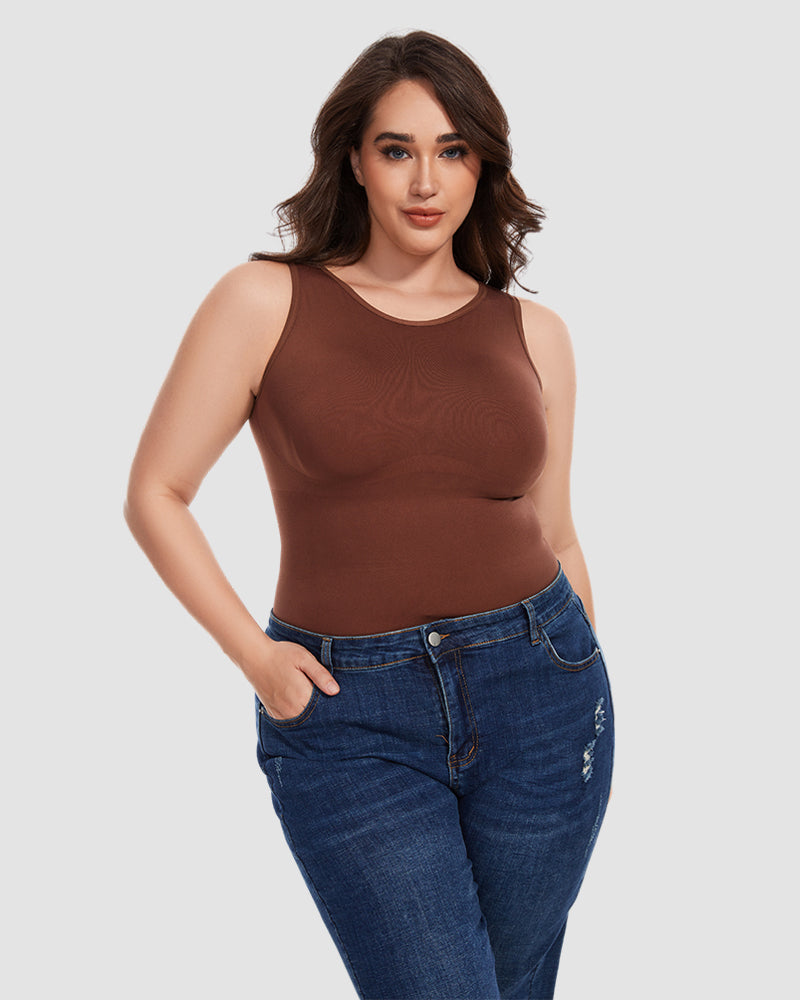 Crew Neck Sleeveless Sculpting Bodysuit Shapewear