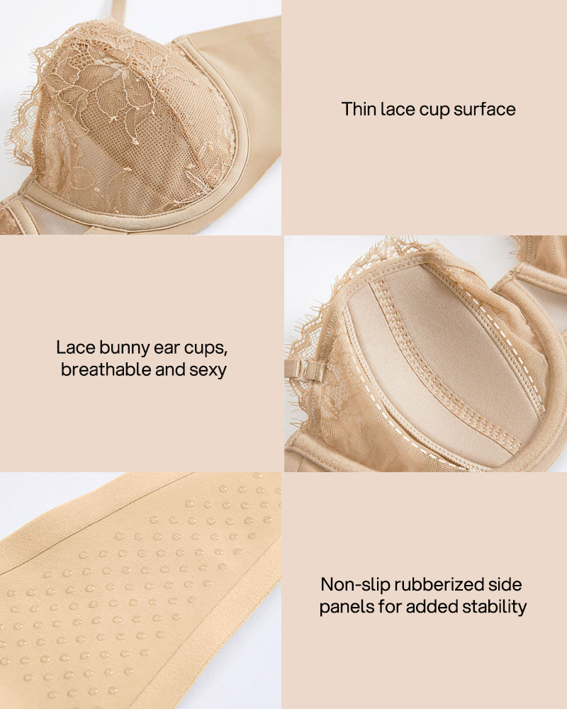 Breathable Memory Steel Underwire Demi Lace Bra