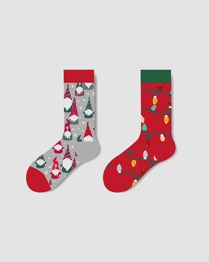 Festive Mismatched Christmas Crew Socks - 4 Pairs