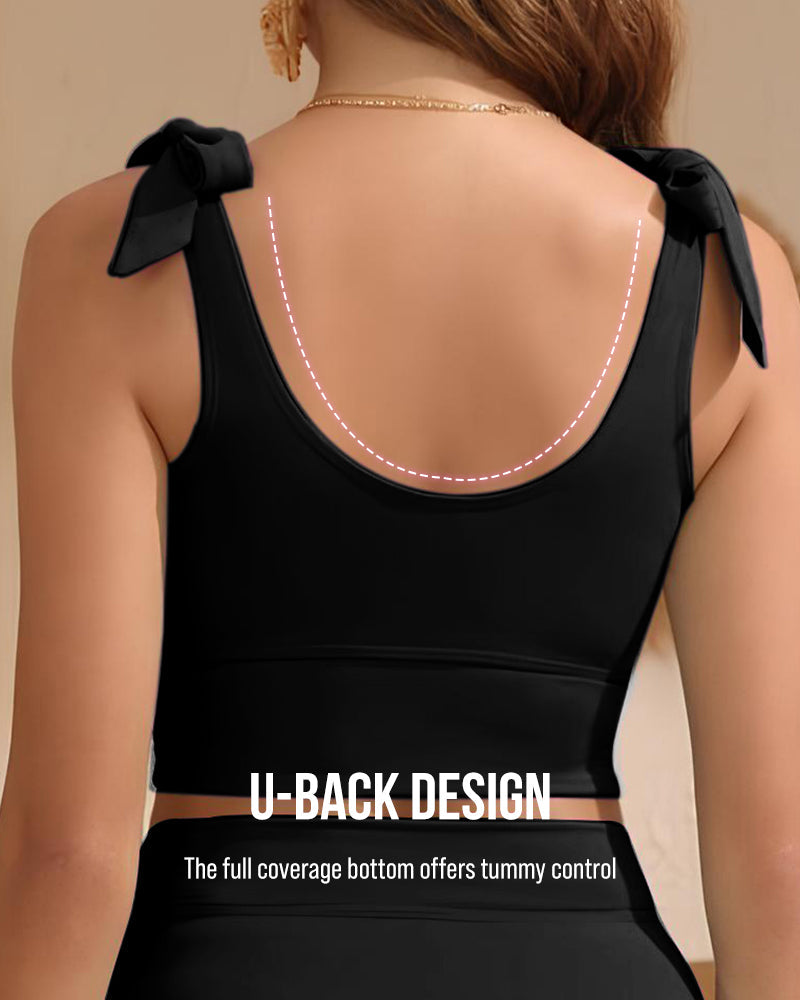 Double Tie High Waist Tummy Control Bikini Set