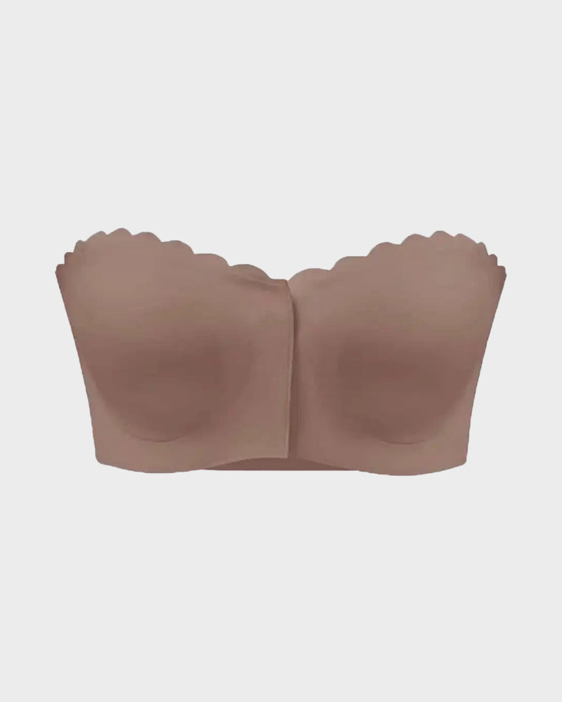 Comfortable Breathable Scallop Trim Hook & Eye Front Bralette