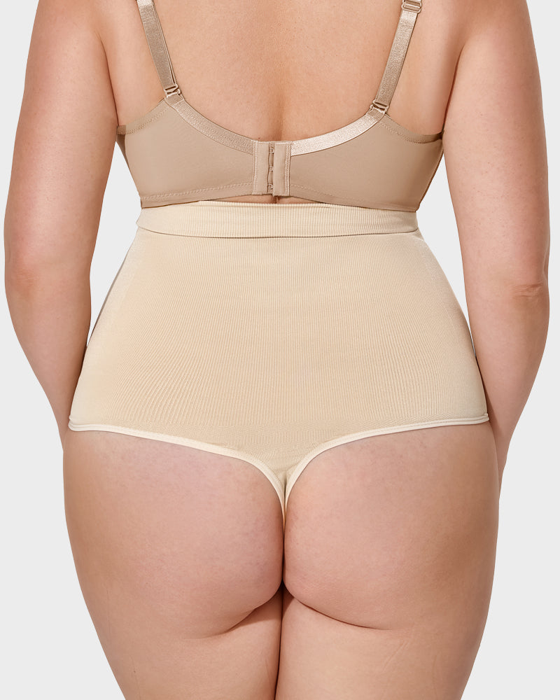 High Waist Tummy Control Shaping Thong Panty (2 Pack)
