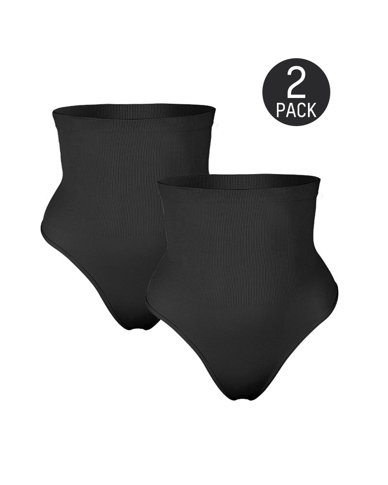 High Waist Tummy Control Shaping Thong Panty (2 Pack)