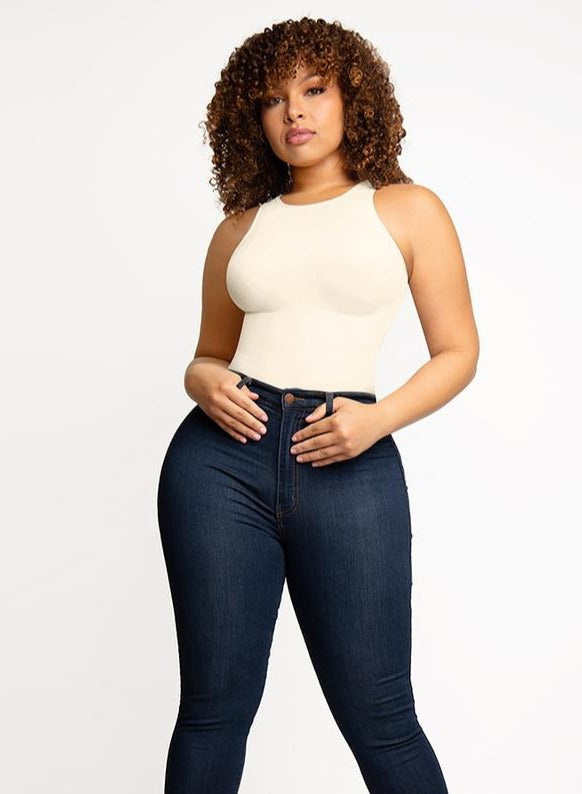 Crew Neck Sleeveless Sculpting Bodysuit Shapewear